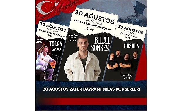 30 Ağustos Zafer Bayramı’nda 3 farklı noktada 3 konser
